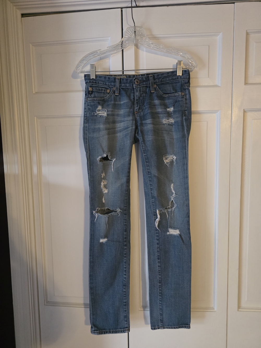 AG Adriano Goldschmied The Stilt Cigarette Leg Jeans Size 24 Distressed Low Rise